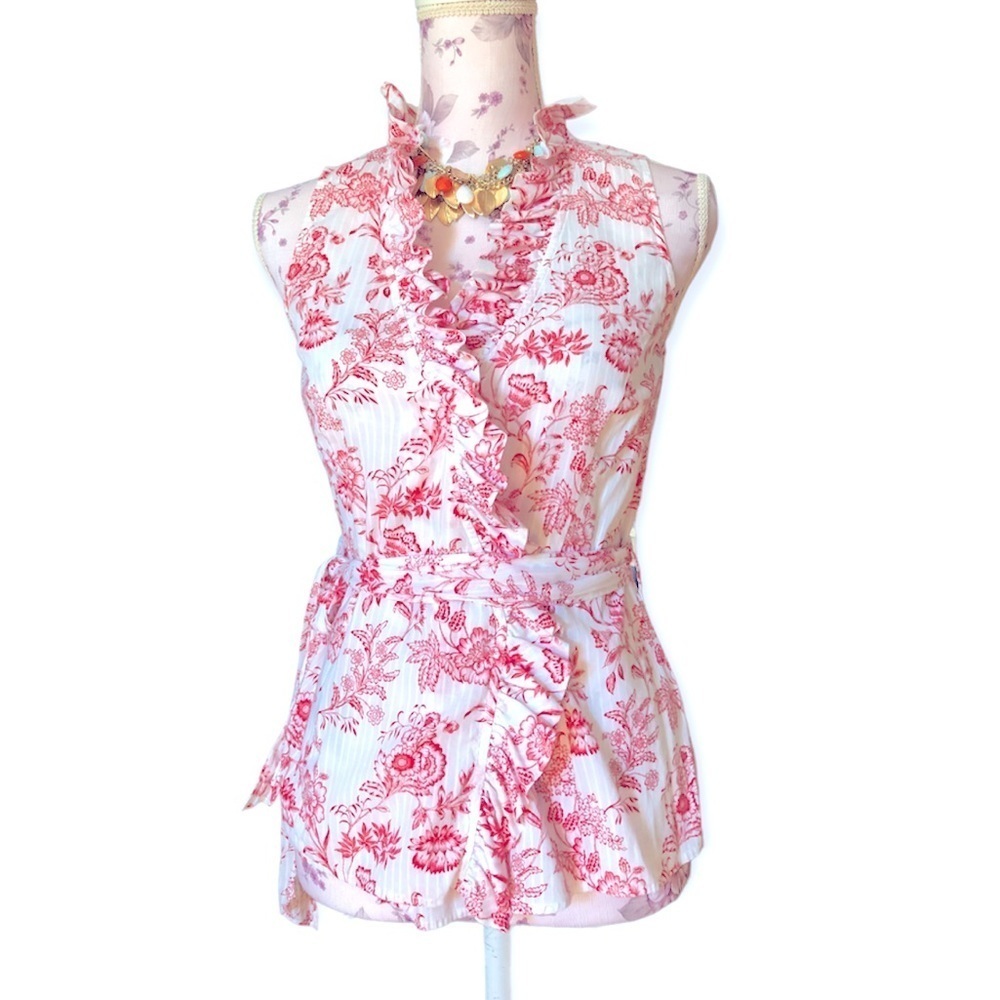 Cremieux Floral Ruffle Wrap Blouse